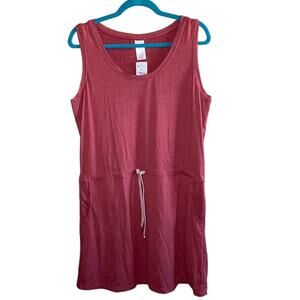NWT Member’s Mark Sleeveless Knit Dress Large Coral Drawstring Waist Pocket